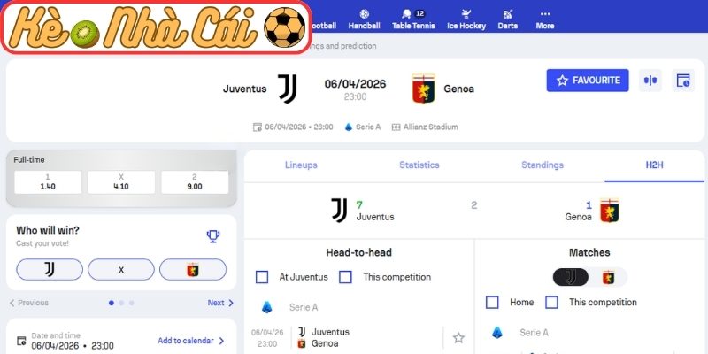 Soi kèo trận đấu Juventus vs Genoa (23:00 06-04, Serie A) 3 Kèo châu Á trận Juventus vs Genoa (23:00 06-04, Serie A)